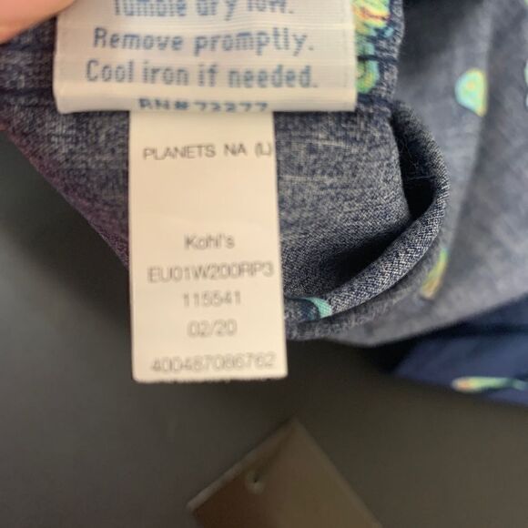 Urban Pipeline Boys Blue Planet Print Short Sleeve Button-Down Poplin Shirt  L - Picture 8 of 8